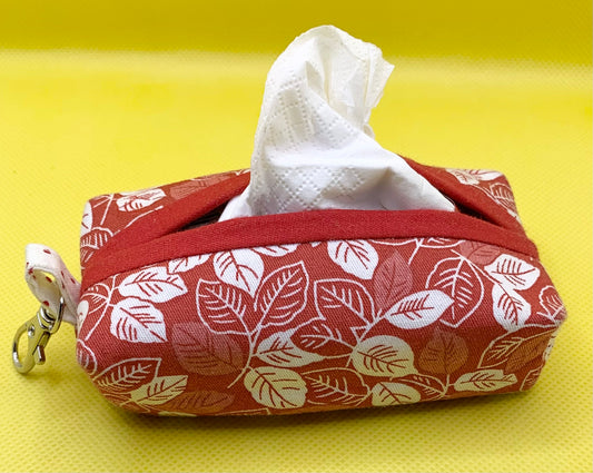 LW Designs pocket tissue holder with a stylish fabric cover and easy-access opening for convenient tissue storage.